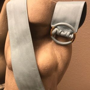 Christian Dior Vintage Baby Blue Leather Belt